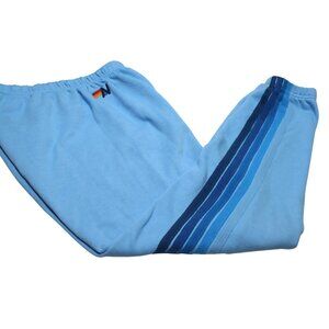 Aviator Nation 5 Stripe Sweatpants Womens XS Sky Blue Retro Casual Athleisure